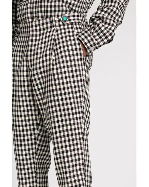 Roberto Cavalli Gray Gingham Straight-Leg Tailored Trousers for men