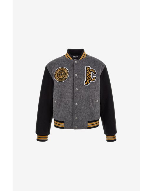 Roberto Cavalli Black Just Cavalli Logo Bomber for men