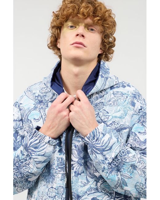 Roberto Cavalli Blue Reversible Hooded Sweatshirt for men