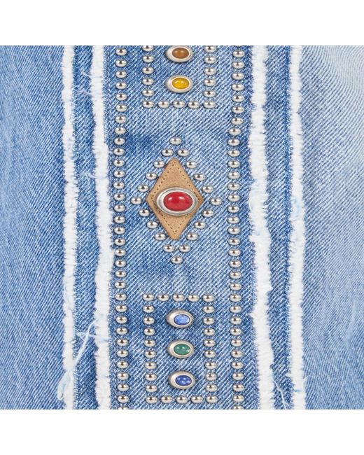 Roberto Cavalli Blue Jeans With Stud And Stone Pattern for men