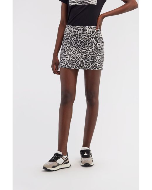 Roberto Cavalli Black Miniskirt With Leopard Print
