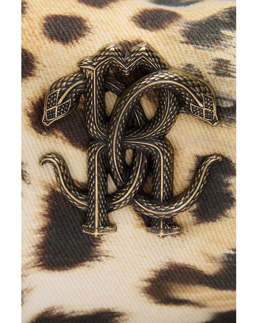 Roberto Cavalli Blue Jaguar Skin Bag With Mirror Snake Monogram