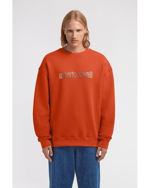 Roberto Cavalli Orange Logo Sweatshirt for men