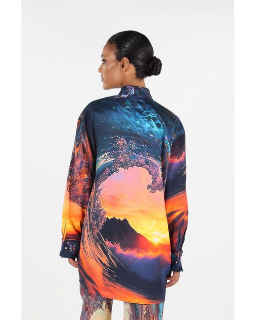 Roberto Cavalli Blue Itaca Print Dress