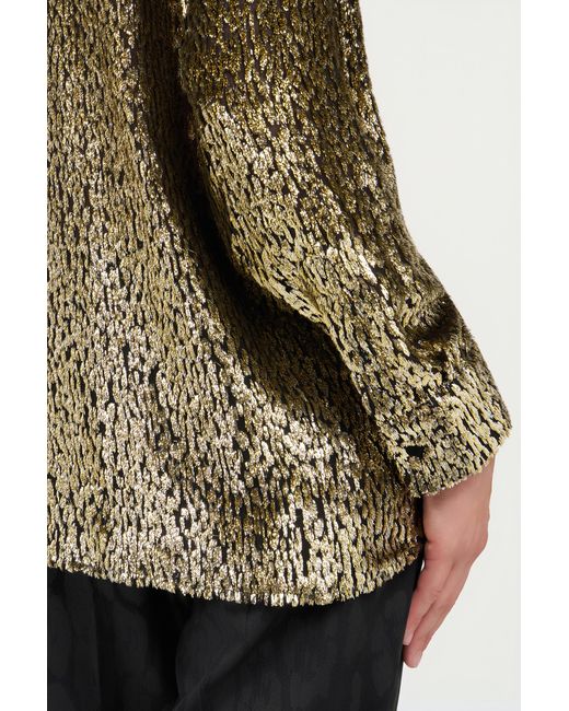 Roberto Cavalli Green Leopard Lamé Shirt
