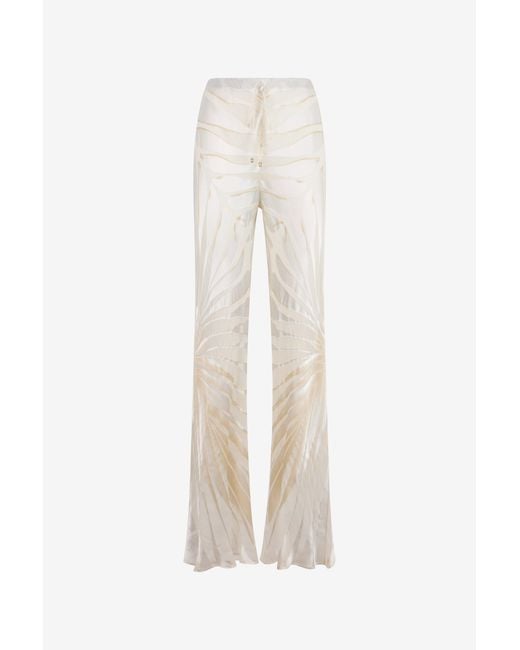 Roberto Cavalli White Trousers With Ray Devoré Print