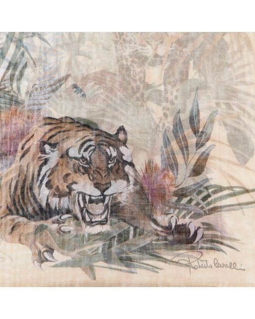 Roberto Cavalli Multicolor Stole With Tiger Print