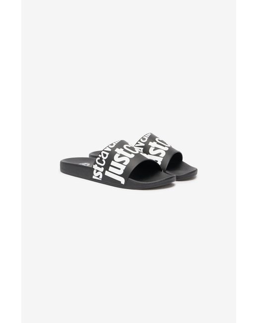 Roberto Cavalli Black Sliders With Logo for men
