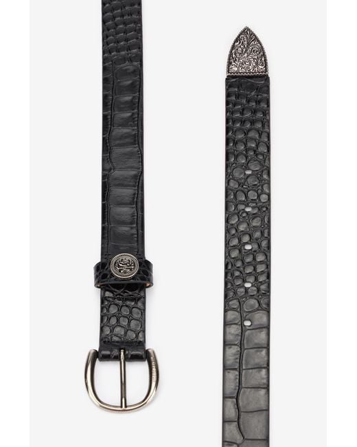 Roberto Cavalli Multicolor Leather Belt With Mirror Snake Monogram for men