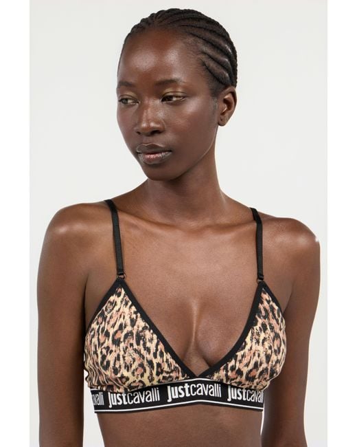 Roberto Cavalli Black Jaguar Skin Print Triangle Bra