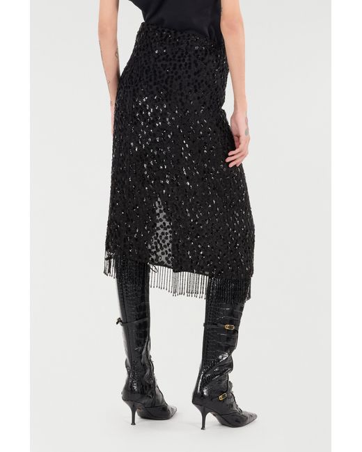 Roberto Cavalli Black Skirt With Beaded Hem