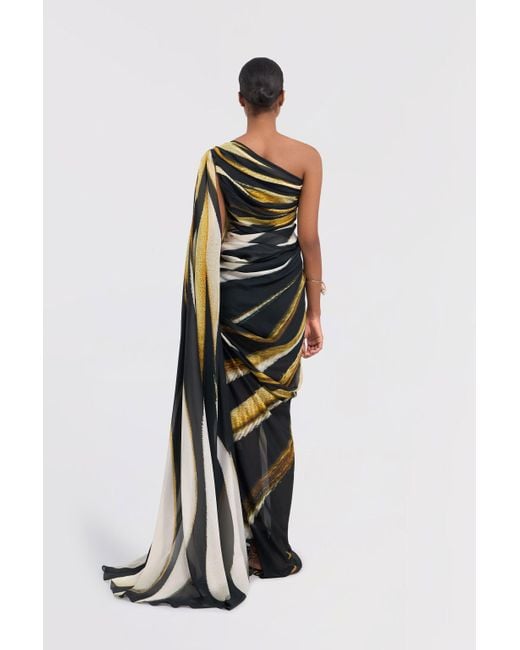 Roberto Cavalli White Ray Of Print Silk Maxi Dress