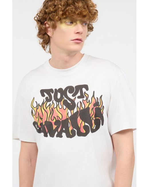 Roberto Cavalli White T-Shirt With Front Logo Print for men
