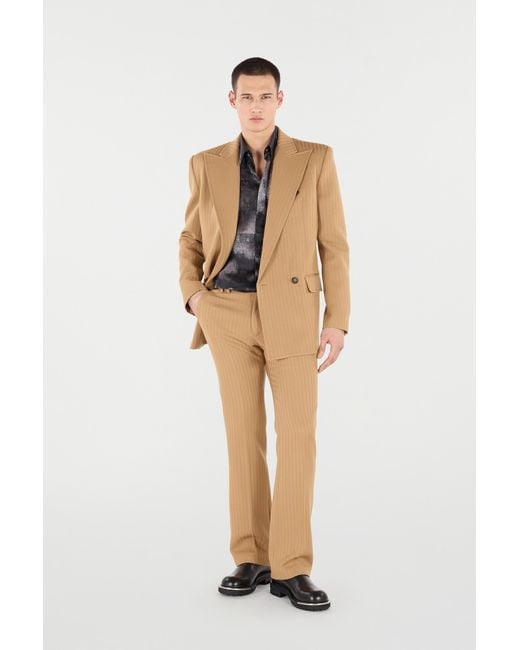 Roberto Cavalli Natural Striped Virgin Wool Pants for men