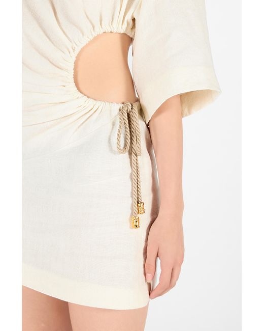 Roberto Cavalli White Solid Linen Short Dress