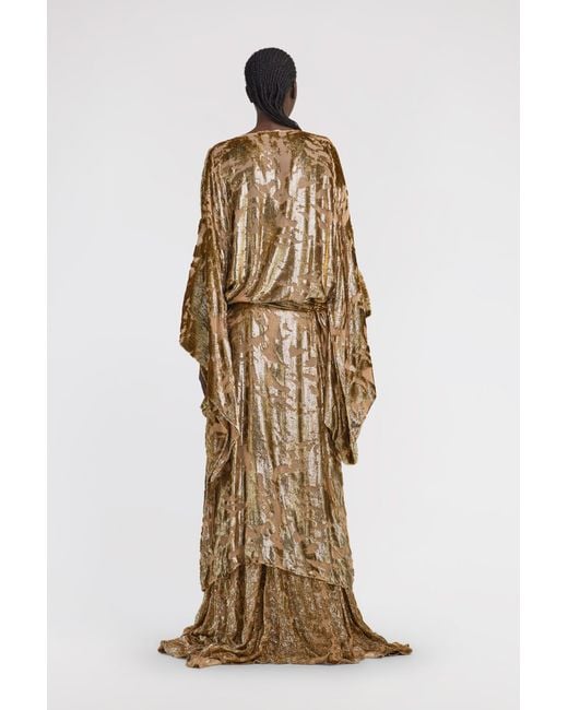 Roberto Cavalli Metallic Long Velvet Devore Gown