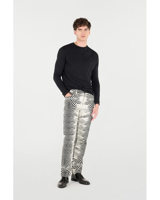 Roberto Cavalli White Pants With Tigress Print for men