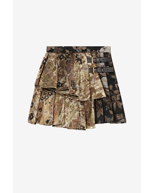 Roberto Cavalli Natural Floral-Brocade Mini Skirt