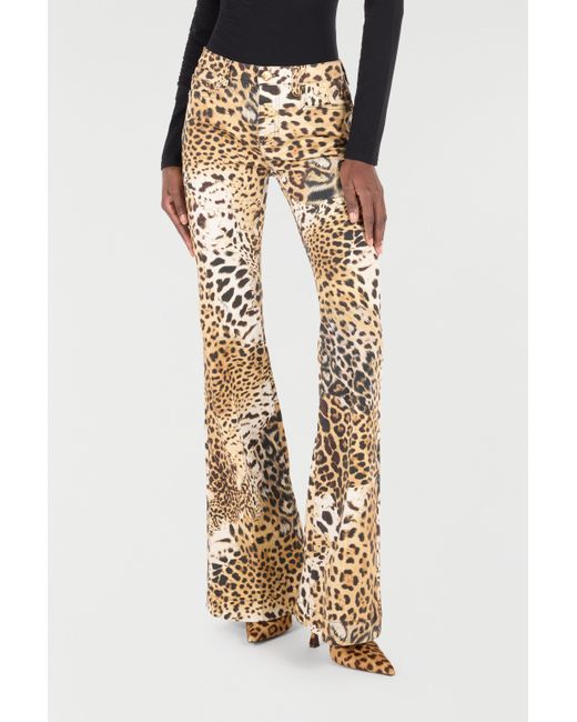 Pantalon À Imprimé Jaguar Skin Roberto Cavalli en coloris Metallic