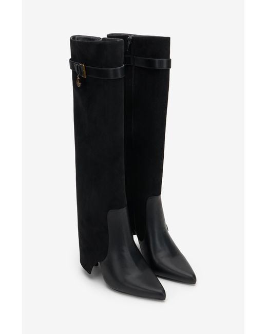 Roberto Cavalli Black Suede Boots With Buckle