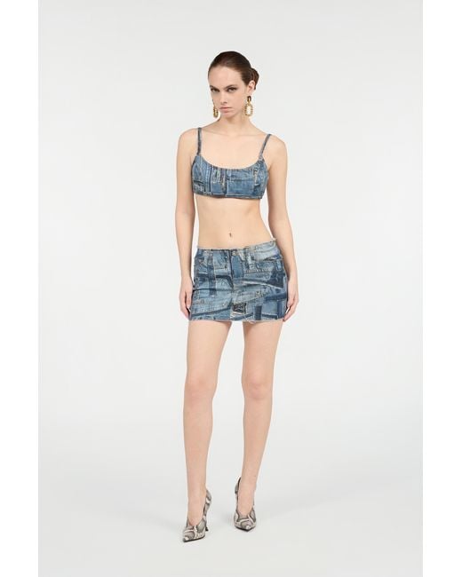 Roberto Cavalli Blue Patchwork Capsule Collection Denim Mini Skirt
