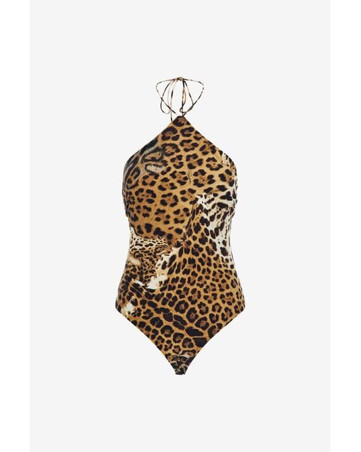 Roberto Cavalli White Top With Jaguar Skin Print