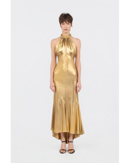 Roberto Cavalli Metallic Serpentine Print Maxi Dress
