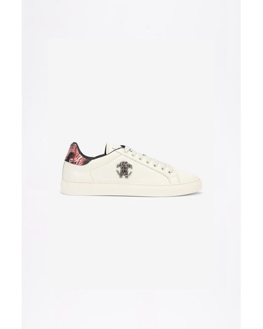 Roberto Cavalli Multicolor Ivory Leather Low Top Sneakers for men