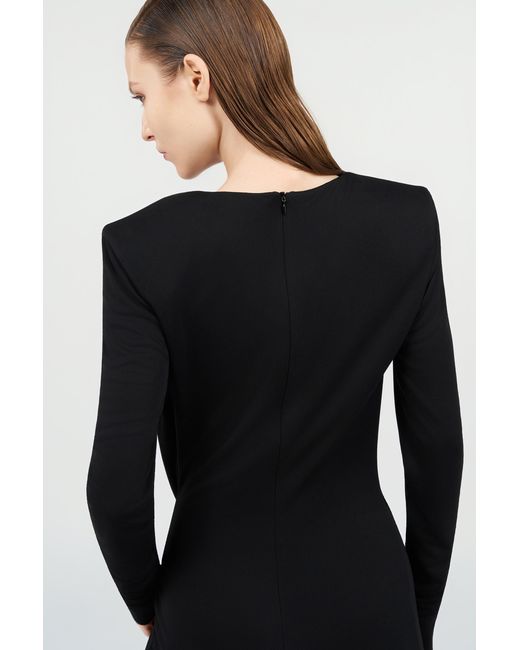 Roberto Cavalli Black Draped Long Dress With Snake Detail