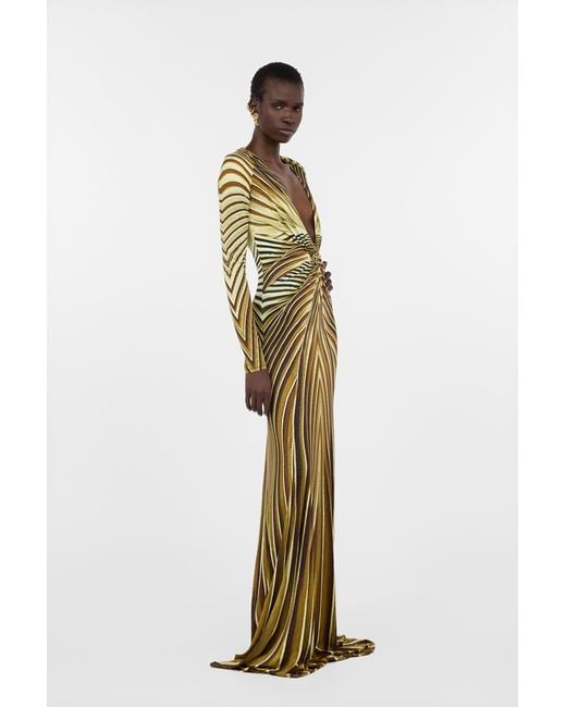 Roberto Cavalli Multicolor Extra-Long Dress With Iside Print