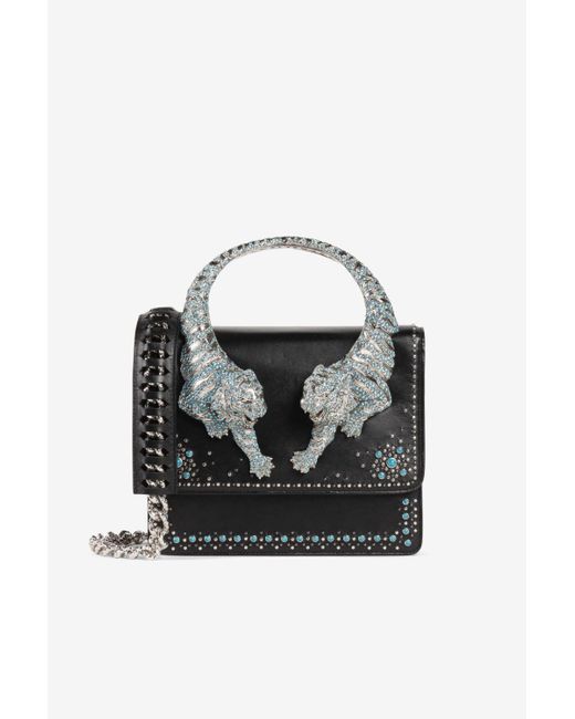 Roberto Cavalli Black Large Roar Crystal-embellished Shoulder Bag