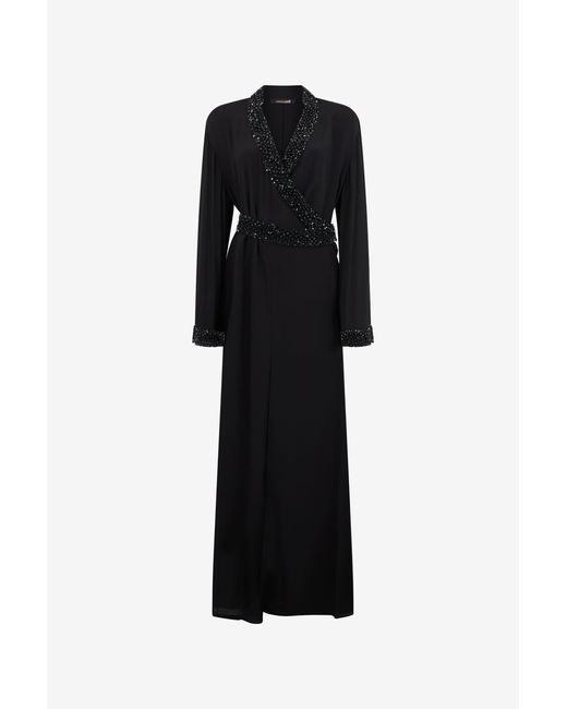 Roberto Cavalli Black Silk Maxi Dress With Embellished Detail