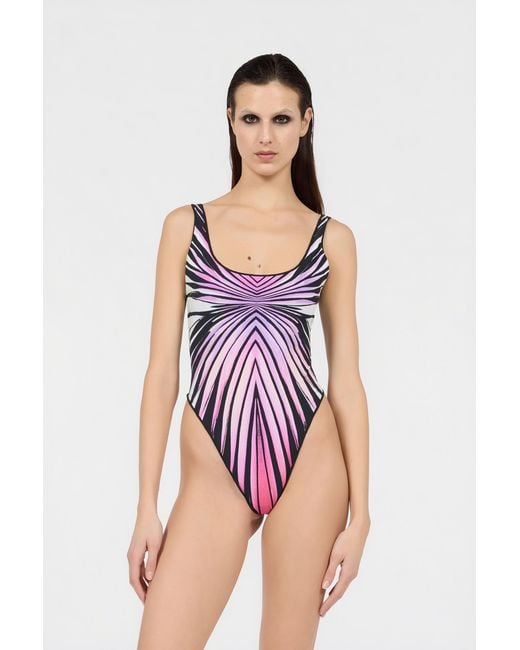 Roberto Cavalli Purple Ray Of Paradise Print Swimsuit