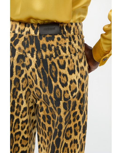 Roberto Cavalli Brown Jeans With Jaguar Skin Print