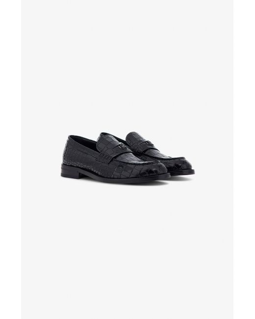 Roberto Cavalli Black Crocodile-Effect Loafers for men