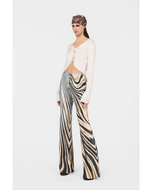 Roberto Cavalli White Zebra Print Trousers