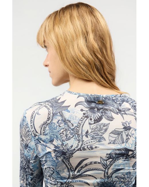 Roberto Cavalli Blue Top With Jungle Print