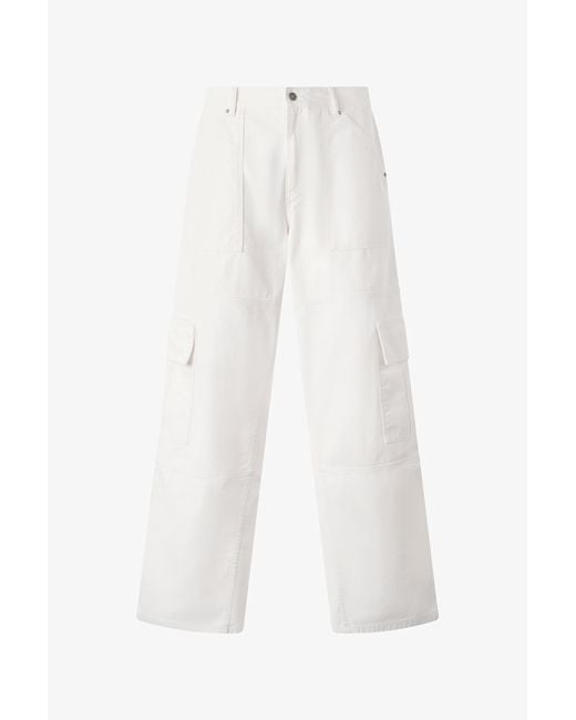 Roberto Cavalli White Python-Print Pants With Pockets for men