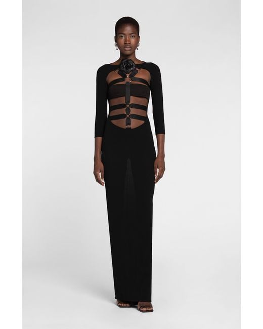 Roberto Cavalli Black Harness Maxi Dress