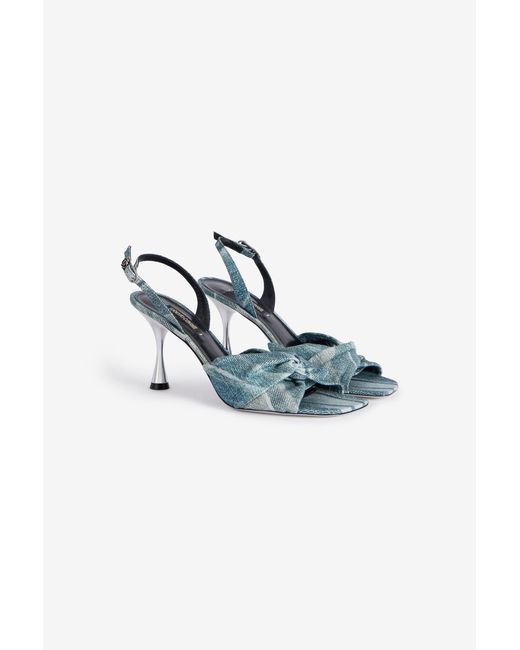 Roberto Cavalli Blue Denim-Effect Slingback Sandals