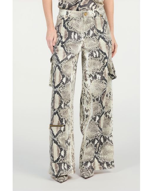 Roberto Cavalli Multicolor Rock Cargo Jeans With Python Print