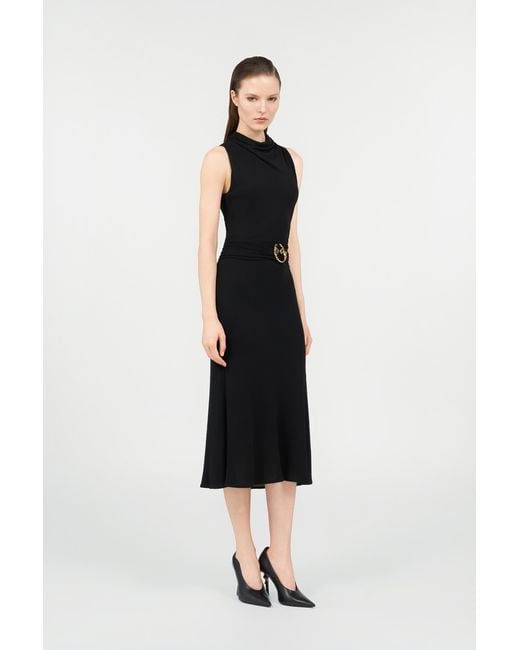 Roberto Cavalli Black Midi Dress With Snake Detail