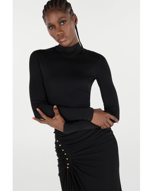 Roberto Cavalli Black Long Dress With Ruffle Detail