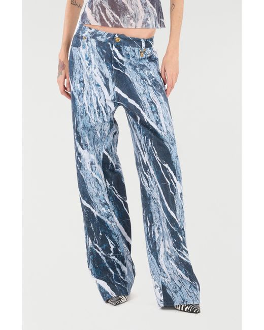 Roberto Cavalli Blue Rubane Print Jeans