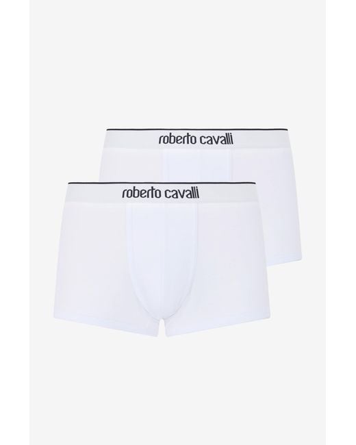 Roberto Cavalli White Cotton Boxers Bi-Pack for men