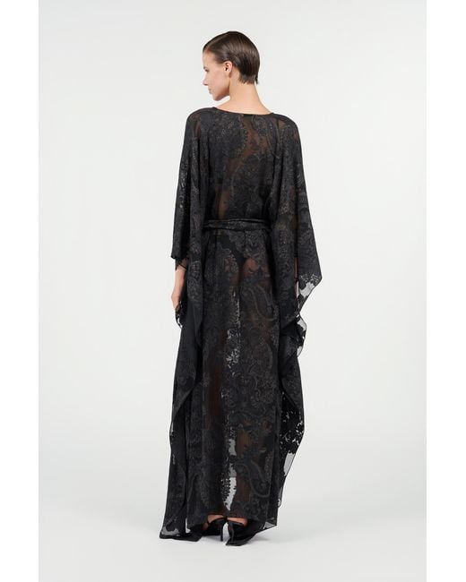 Roberto Cavalli Black Sheer Silk Kaftan
