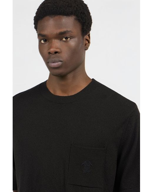 Roberto Cavalli Black Knit T-Shirt With Monogram Rc for men