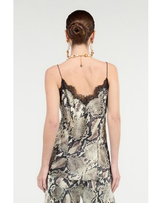 Haut En Soie À Imprimé Python Roberto Cavalli en coloris White