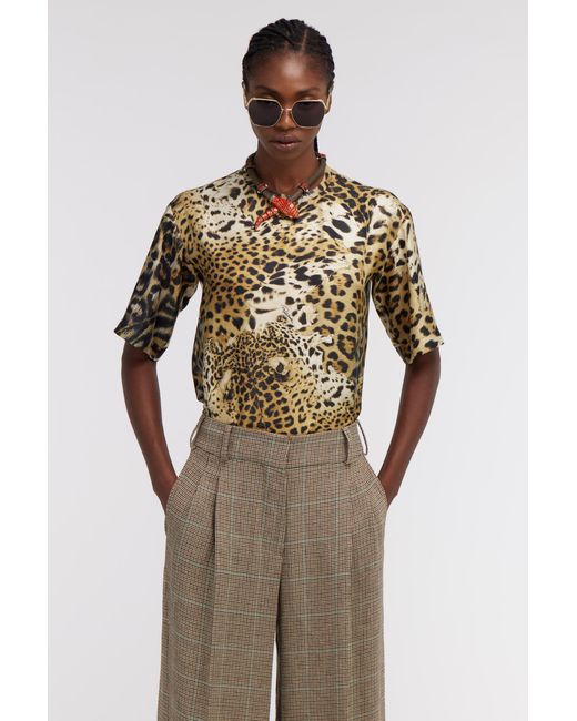 Roberto Cavalli Brown Jaguar Skin Print T-Shirt