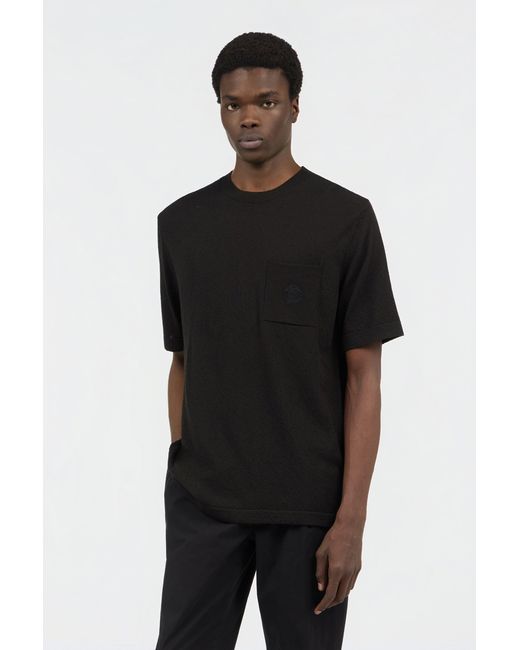 Roberto Cavalli Black Knit T-Shirt With Monogram Rc for men